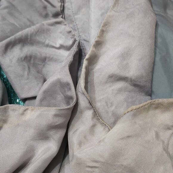 Vest - Turquoise Metallic Eyelash Fabric Grey Lining - Small - Unisex Adult - Picture 12 of 12